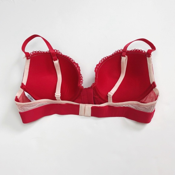 Guess | red lace mesh push-up double clasp bra - Picture 2 of 8